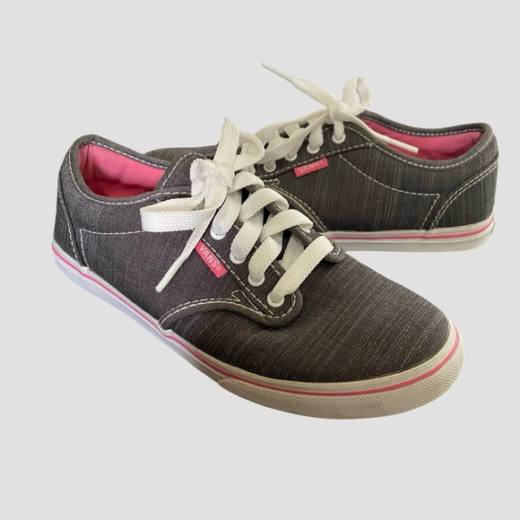 Vans Atwood Low Top Canvas Grey/Pink Skate Casual Womens Sneakers-Sz-5 - Picture 1 of 15